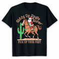 thumbnail image 1 of Pick Up Your Feet Cowboy Santa Giddy Up Jingle Horse T Shirt, 1 of 7