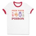 thumbnail image 1 of Pick Your Poison Ringer Tee Shirt Unisex Large White/Red, 1 of 5