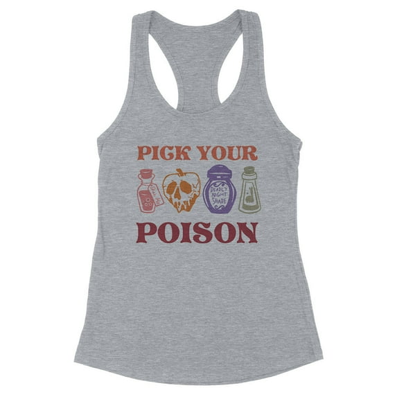 Pick Your Poison Tank Top Fitted Racerback Women's Small Heather Grey