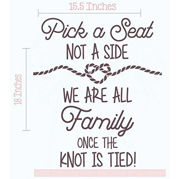 Pick a Seat Not a Side Wall Vinyl Decals Lettering Sticker Wedding Quote Décor, 15.5 X 18 , Eggplant