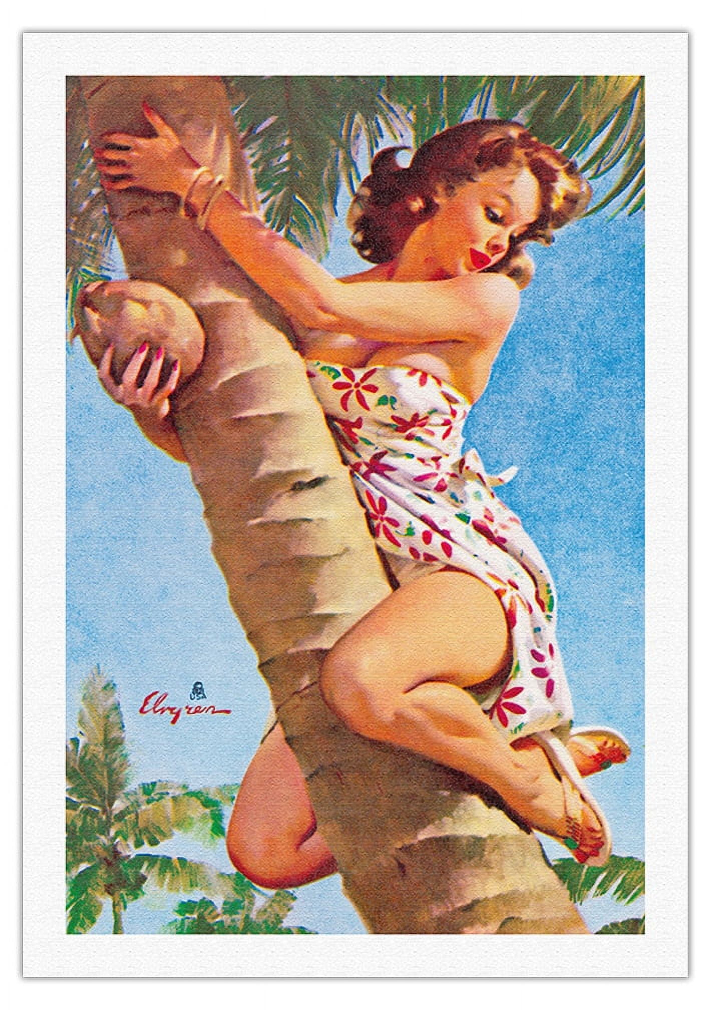 Pick of the Crop - Up a Coconut Tree - Vintage Pin Up Girl