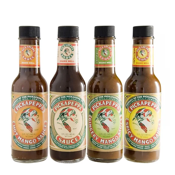 Pickapeppa Sauces Variety 5oz Pack of 4 (Brown/Hot /Spicy/Gingery)