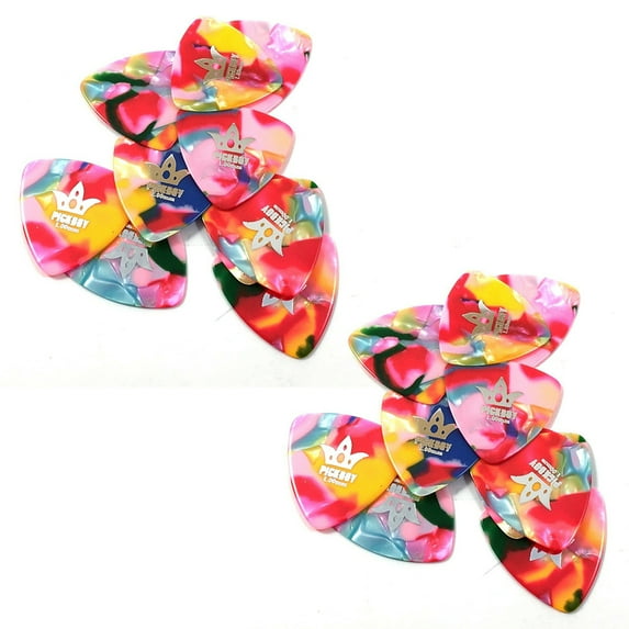 Pickboy Celluloid Guitar Picks Rounded Tri Confetti Clown 1.0mm Heavy 20 pack