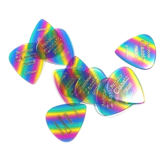 Pickboy Guitar Picks 10 Pack Celluloid Rainbow Colored .75mm Medium