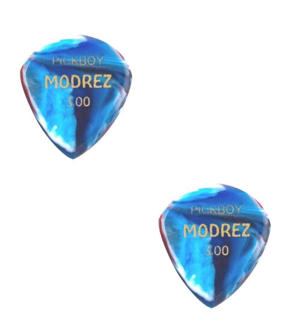 Pickboy Guitar Picks 2-Pack Jazz Style Modrez Resin 3.0mm Hand Finished Blue