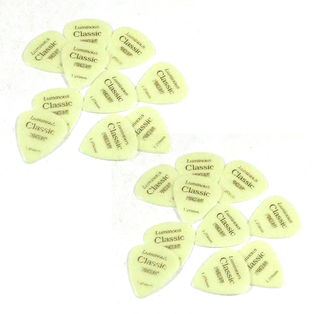 Pickboy Guitar Picks  20 Pack Celluloid  Luminous  Glow in the Dark  1.20mm Extra Heavy