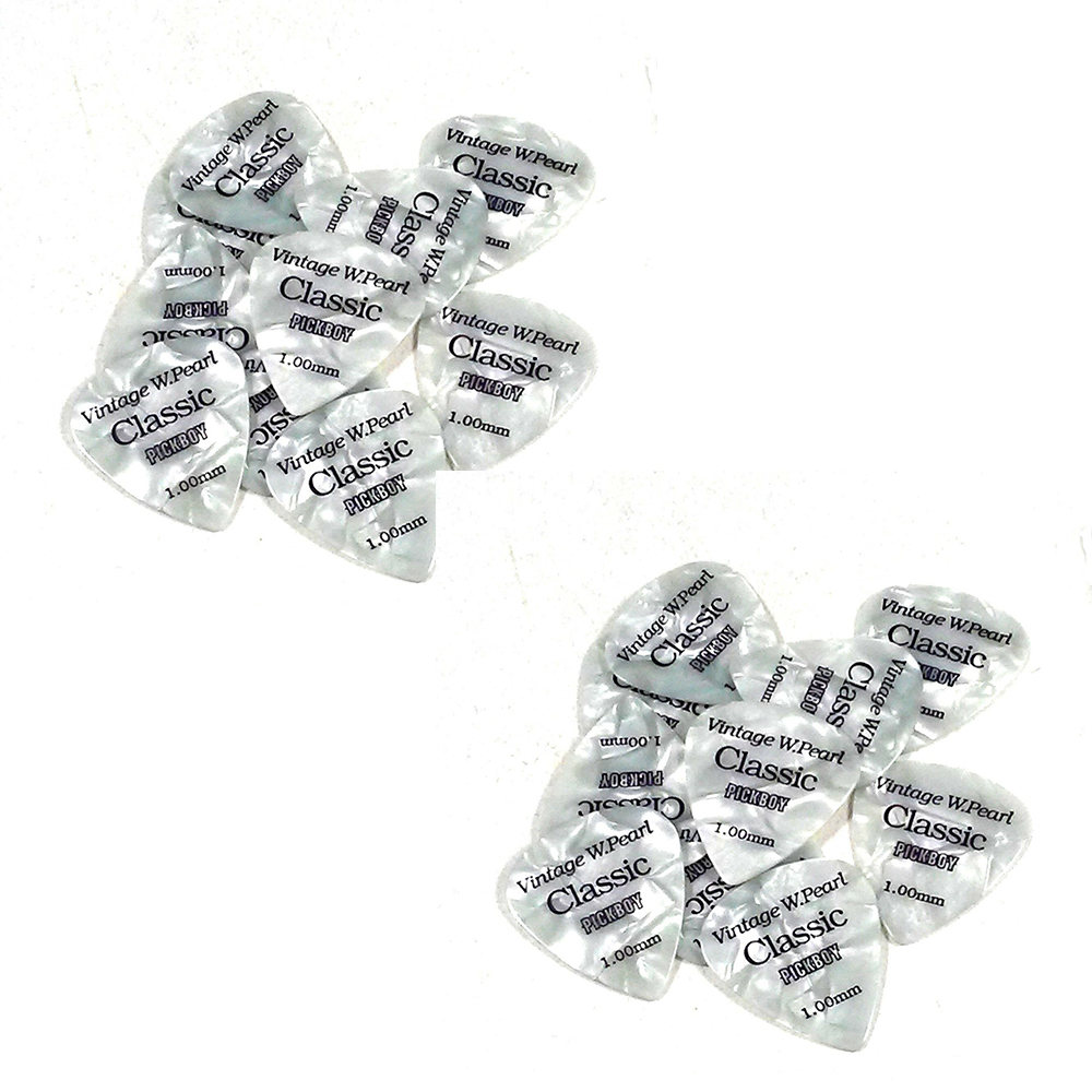 Pickboy Guitar Picks  20 Pack Celluloid Pearl 1.00mm Medium / Heavy White