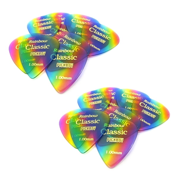 Pickboy Guitar Picks 20 Pack Celluloid Rainbow Colored 1.0mm Heavy