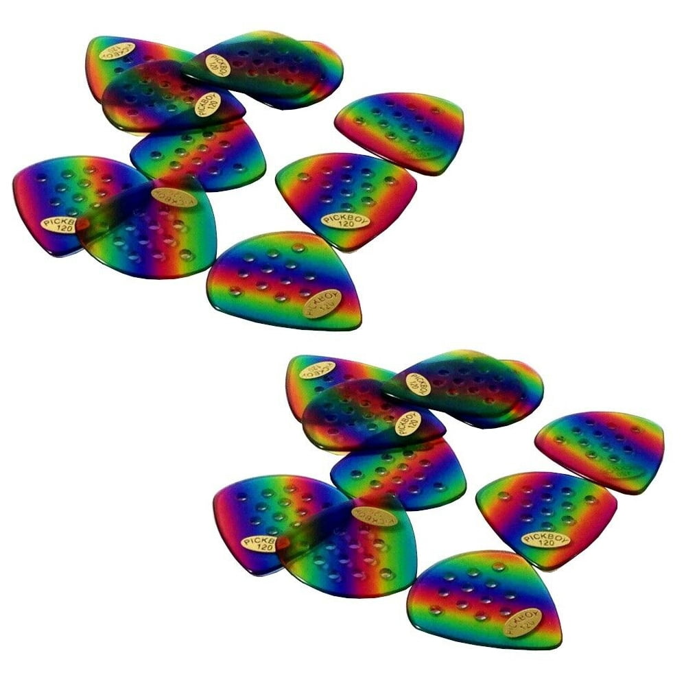 Pickboy Guitar Picks  Pos-a-grip  1.20mm  Heavy  20 Pack Celluloid  Jazz Rainbow