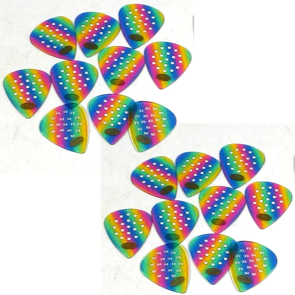 Pickboy Guitar Picks Pro Pos-a-grip  .75mm Medium 20 Pack Celluloid Rainbow