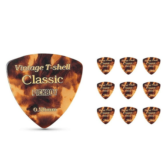 Pickboy Vintage Pick, Classic T-Shell Triangle, Cellulose, 0.50mm, 10 picks