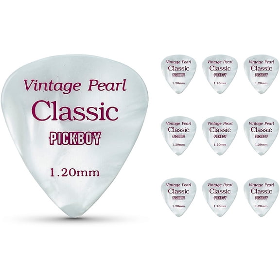 Pickboy Vintage Pick, Pearl, Cellulose, 1.20mm, 10 picks