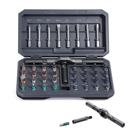 Pickelect 42 in 1 Magnetic Screwdriver Set,Multi Bit Ratchet Screwdriver Set With T Handle,Portable Storage Case, DIY Repair Tool Kit