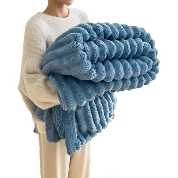 Pickelect Flannel Milk Velvet Cover Blanket, Soft Thick Plush Faux Rabbit Fur Throw Blanket, Thick Fluffy Winter Warm Soft Blankets for Bed Sofa Living Room Home Decor