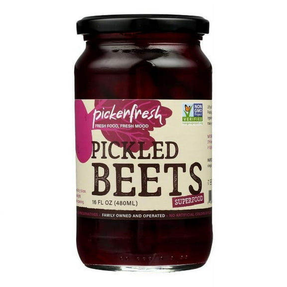 Pickerfresh Pickled Beets - Crinkle Cut Sliced Beetroot - Simple Natural Ingredients - Non-GMO, No Artificial Color & No Preservatives - 16 oz