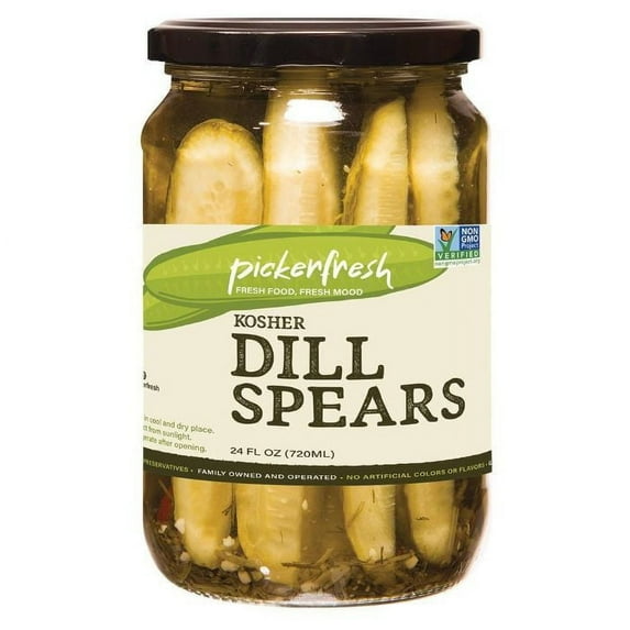 Pickerfresh Dill Kosher Spears, Crunchy Pickles for Snacking - 24 oz, Pack of 6
