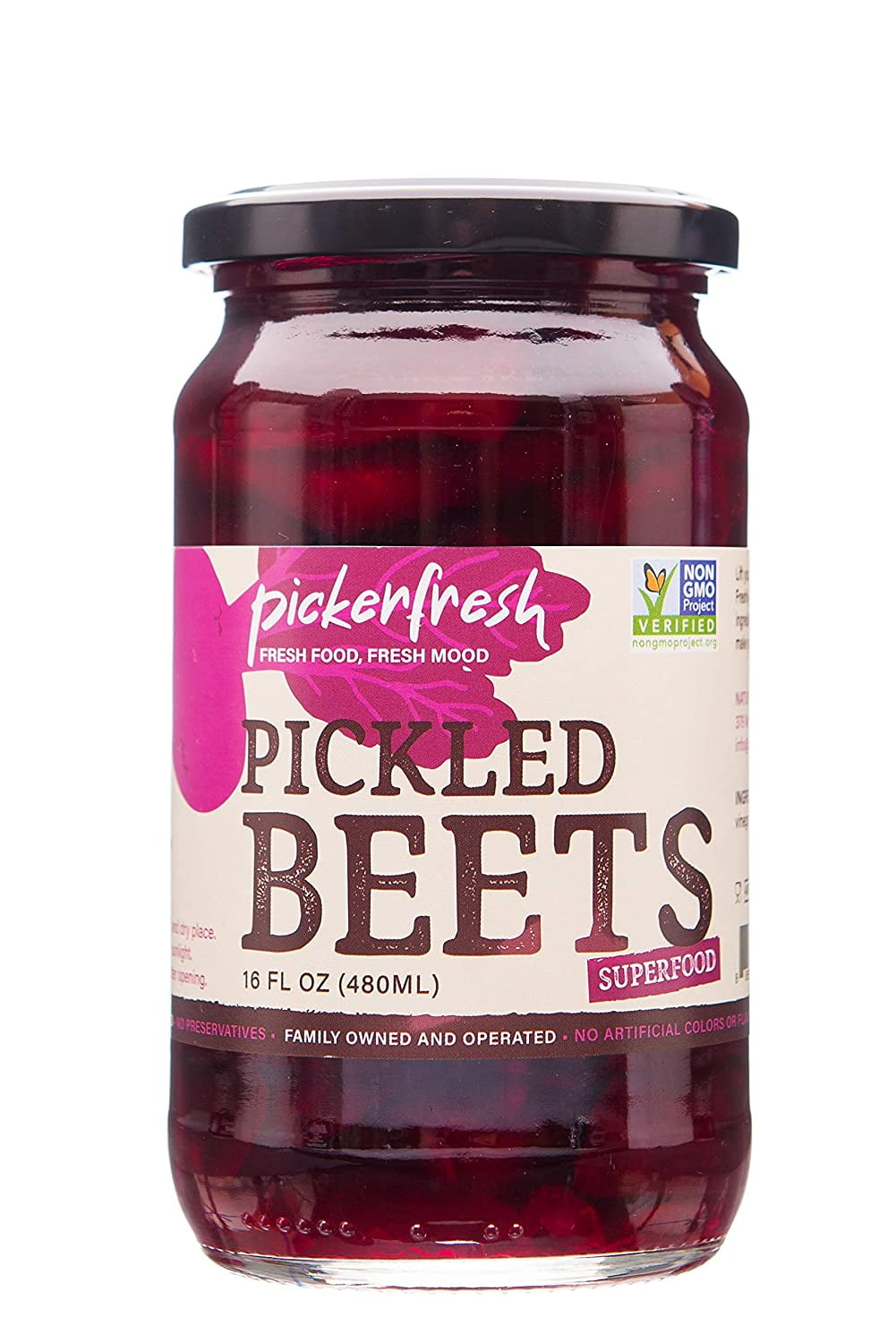 Pickerfresh Pickled Beets - Crinkle Cut Sliced Beetroot - Simple Natural Ingredients - Non-GMO, No Artificial Color & No Preservatives - 16 oz Pack of 6