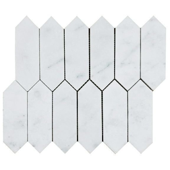 Picket Crystal White Honed Marble Mosaic Tile