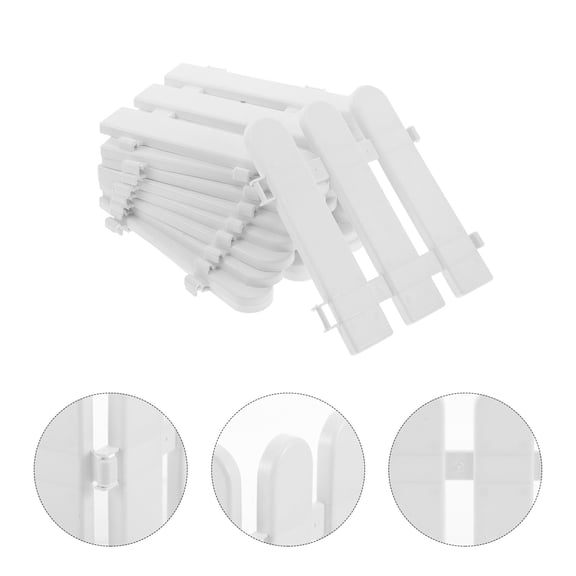FRCOLOR 10Pcs White Plastic Garden Fence Decorative Picket Fence with Splicing Buckles for Outdoor Use