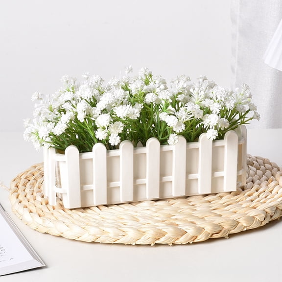 Picket Fence Panels Plastic Picket Fence Flower Pot Window Box Planter Garden Planter with Fence Design for Artificial Flower Plants Picket Fence