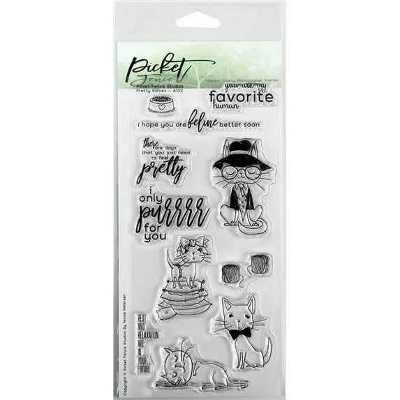 Picket Fence Studios 4"X8" Stamp Set-Pretty Kitties