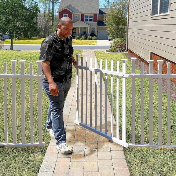 Picket Gate, White Vinyl DIY No Dig Kit | 3.5ftH x 5ftW, 1 Gate, Hardware Included