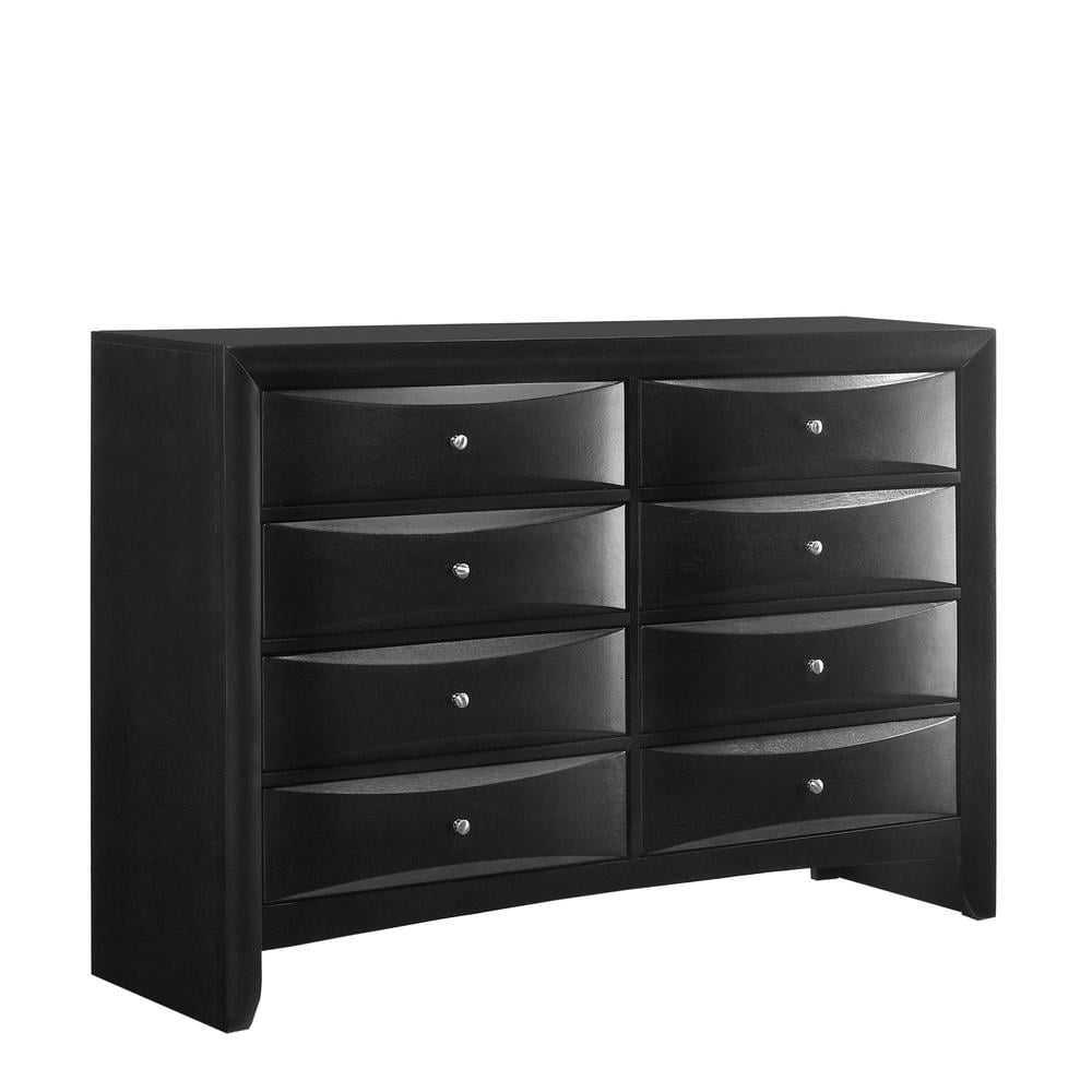 Dana Black Traditional 8-Drawer Dresser with Silver Knobs
