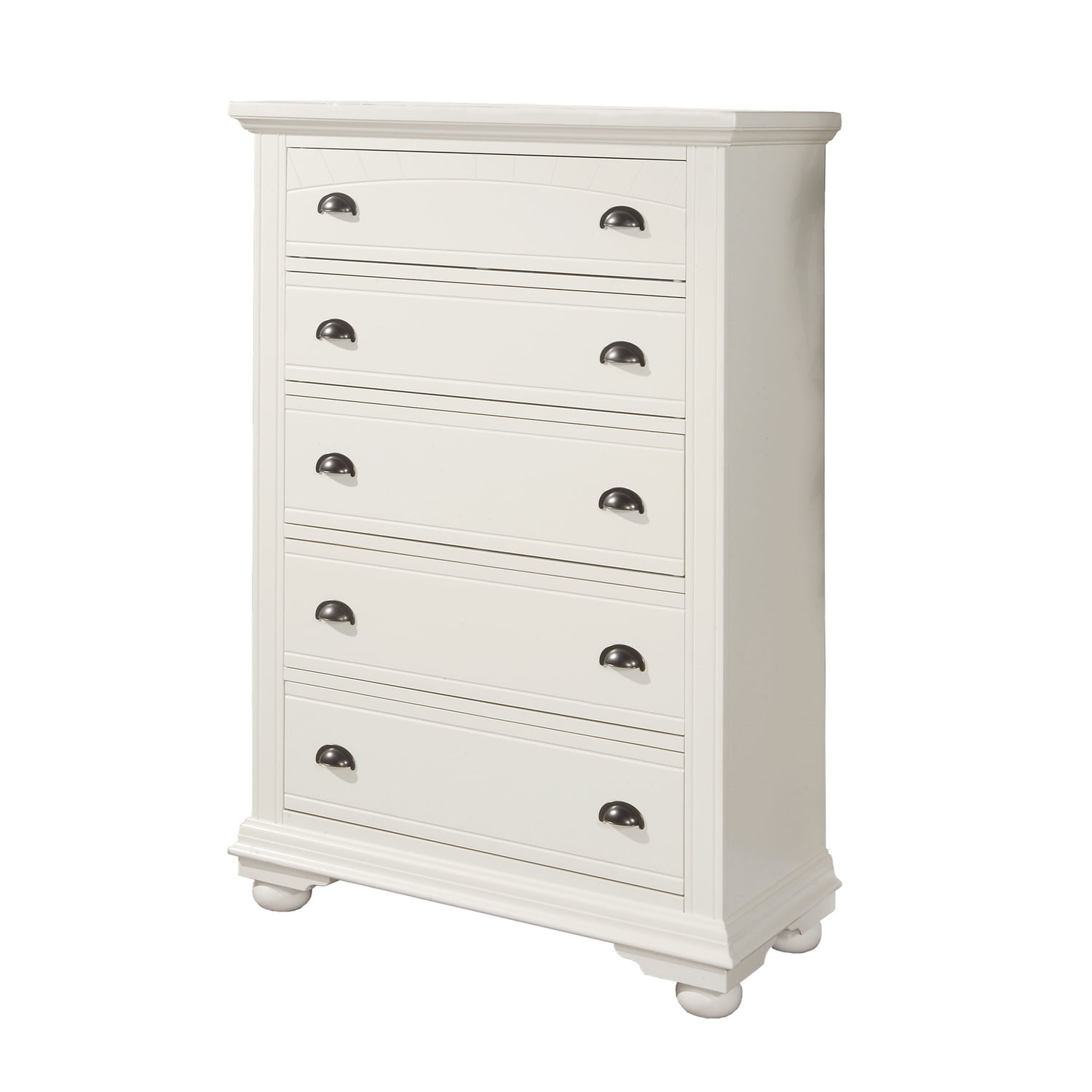 Charming Cottage White 5-Drawer French Country Chest