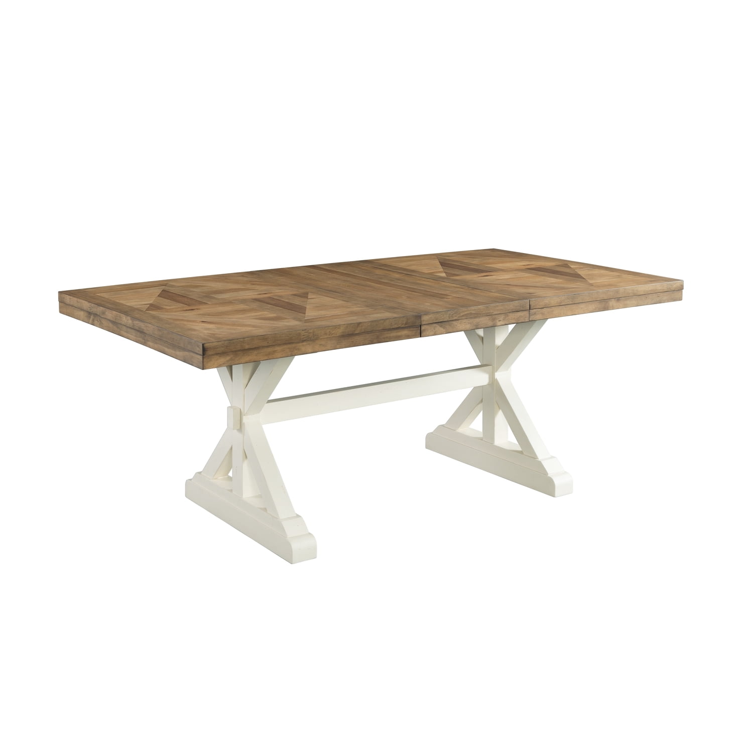 Natural and Cottage White Extendable Farmhouse Dining Table