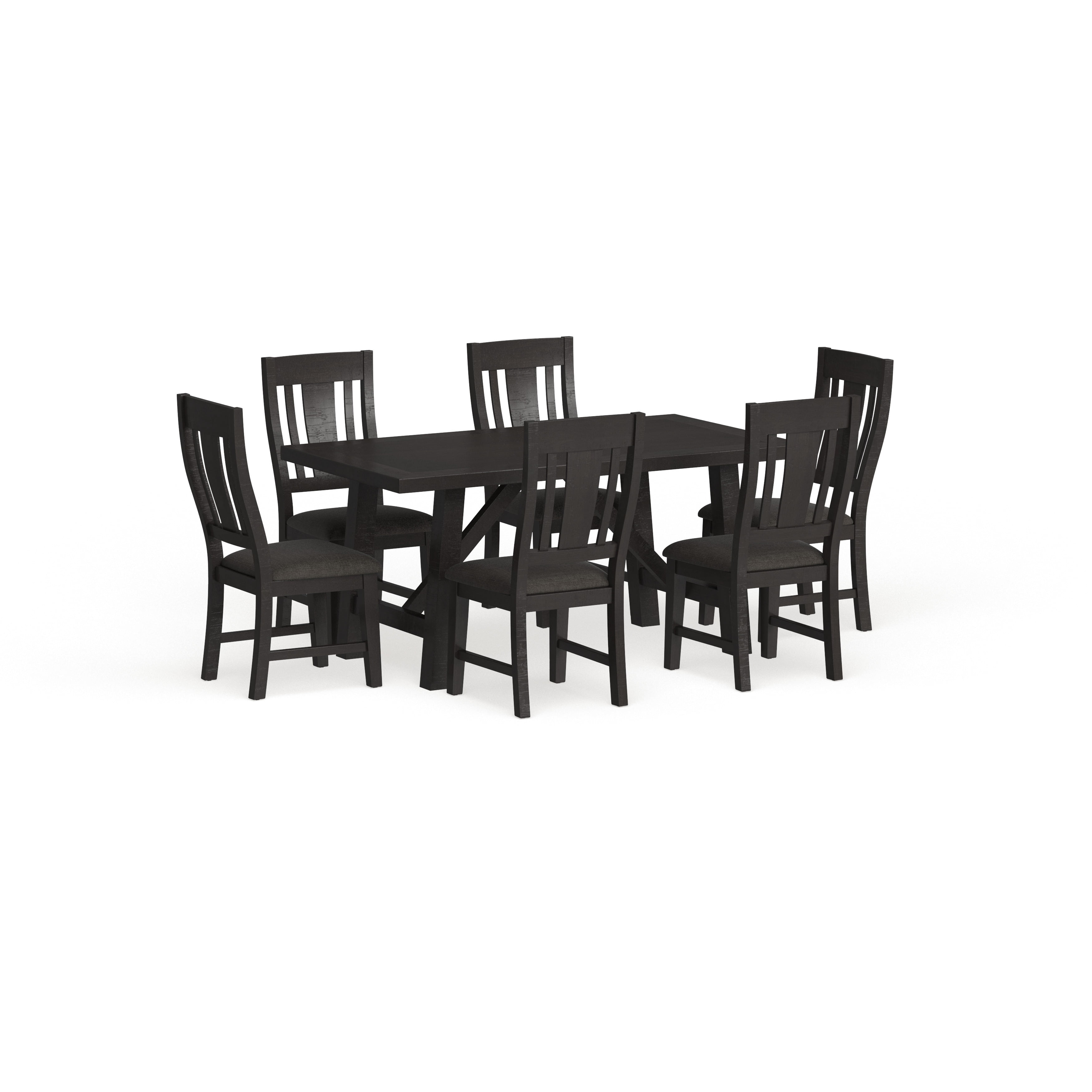Rustic Gray Oak 7-Piece Dining Set with Lattice Back Chairs