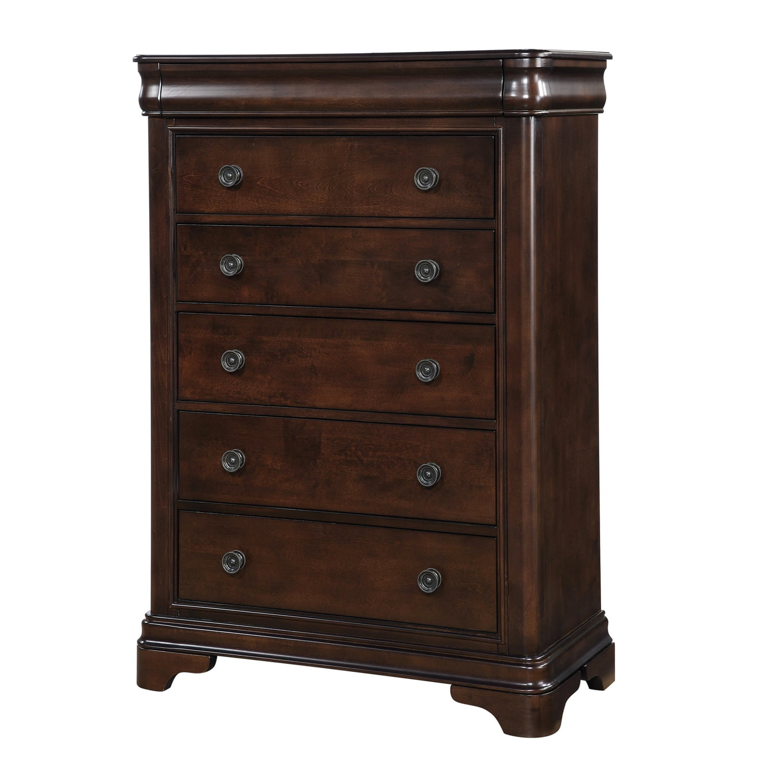 Traditional Cherry Brown 6-Drawer Vertical Chest with Felt-Lined Top Drawer