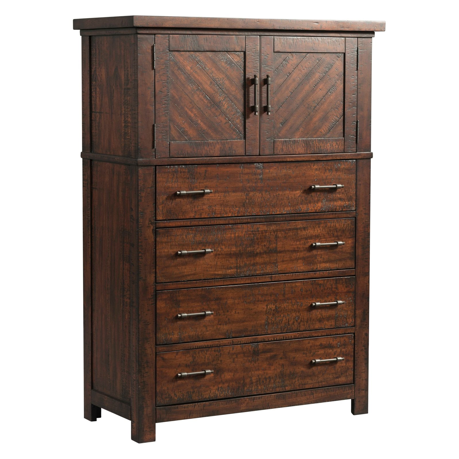 Dex Walnut Brown 5-Drawer Rustic Vertical Chest