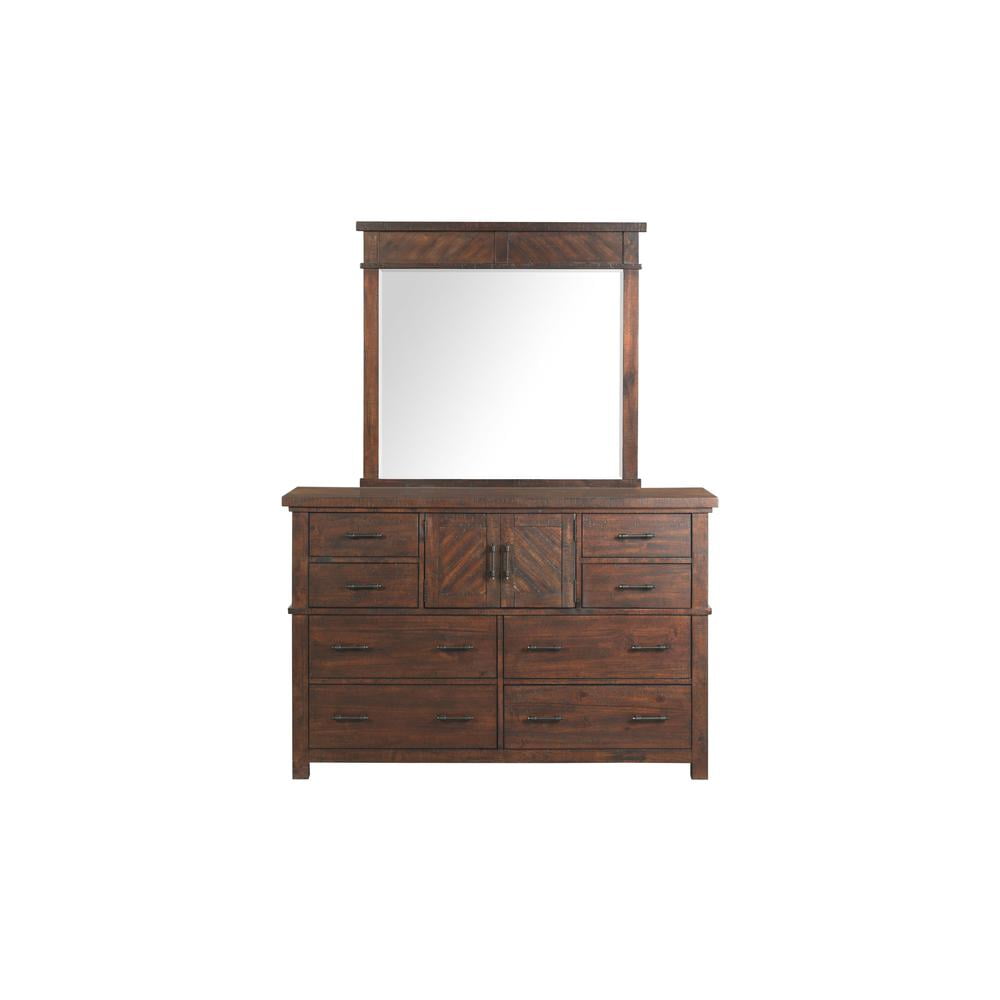 Rustic Walnut Brown 8-Drawer Dresser with Cabinet