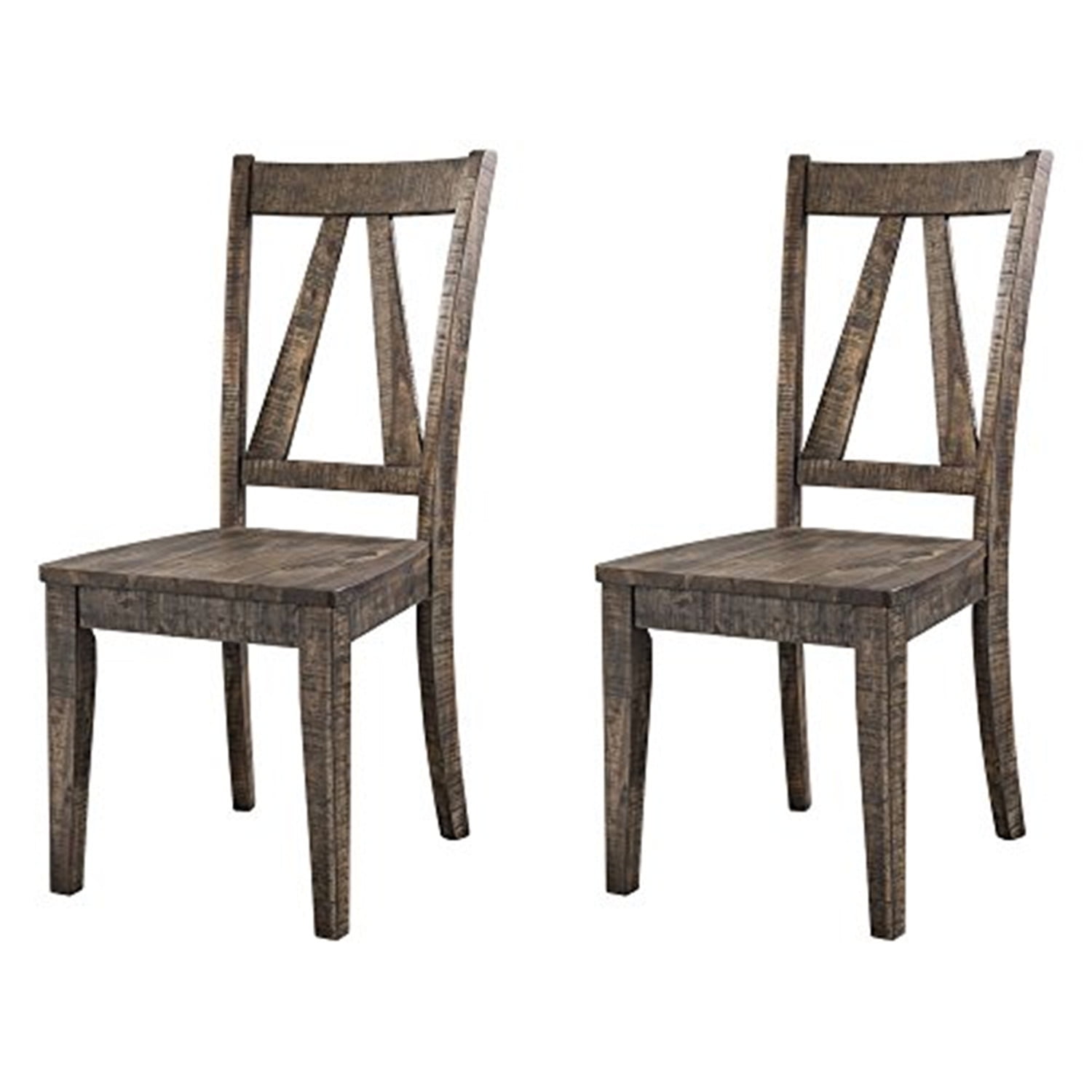 Rustic Brown Wooden Side Chair with Open Back Design