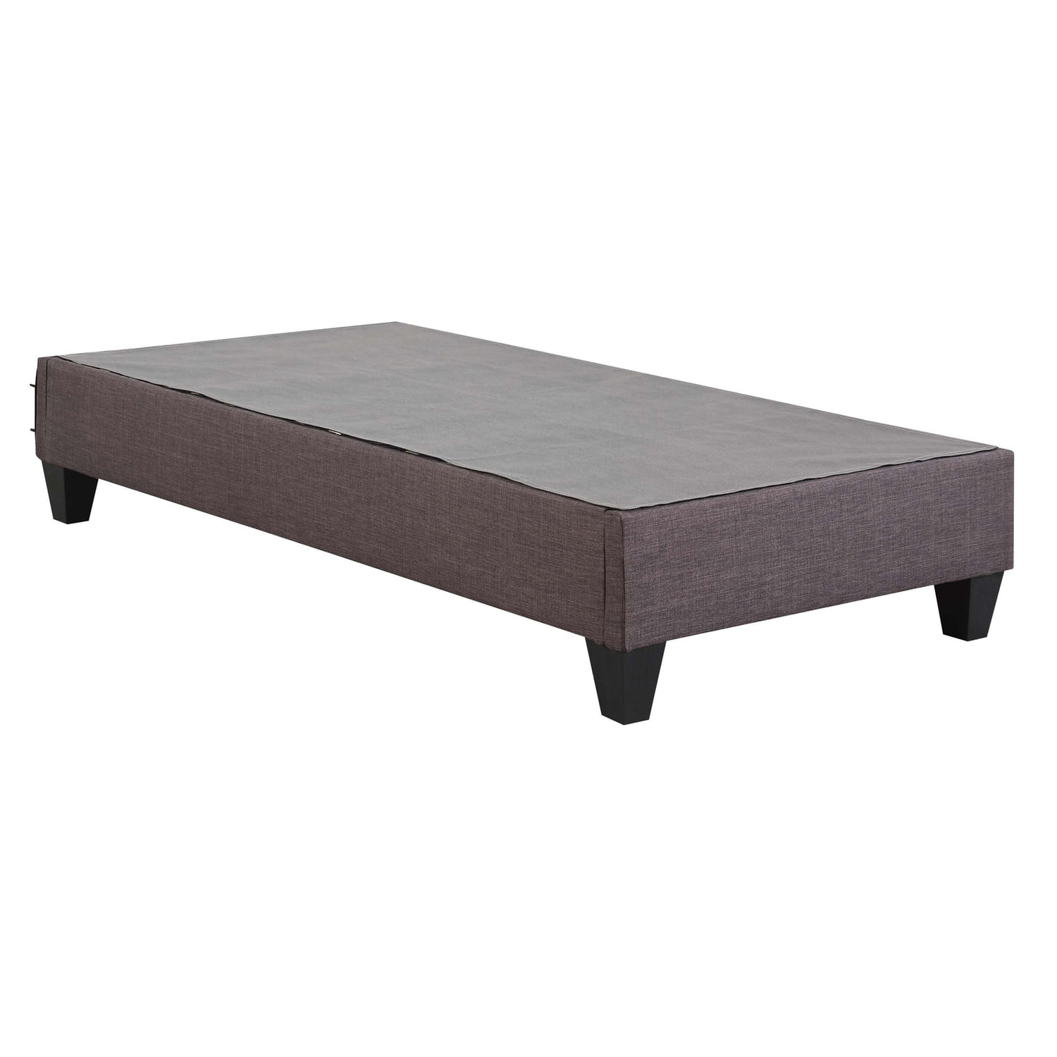 Gray Twin Upholstered Platform Bed with Pine Frame