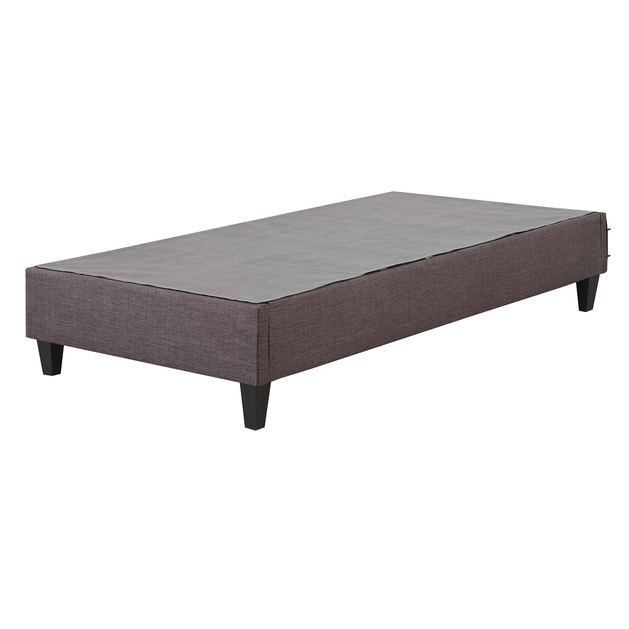 Gray Twin Upholstered Platform Bed with Pine Frame