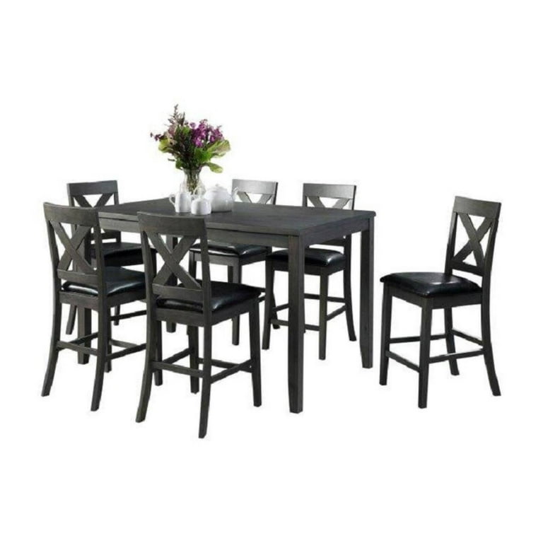 Picket House Furnishings Alexa 7 Piece Counter Height Dining Set in Gray