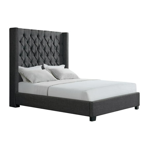 Picket House Furnishings Arden Queen Tufted Upholstered Bed in Charcoal