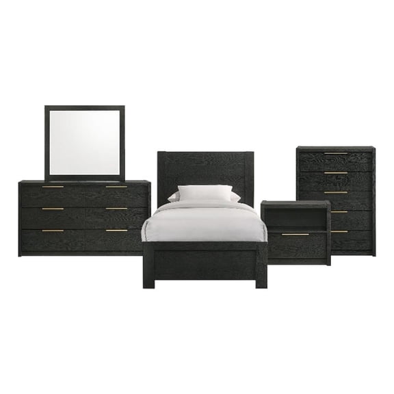 Picket House Furnishings Ardmore Bend Twin 5PC Bedroom Set in Black