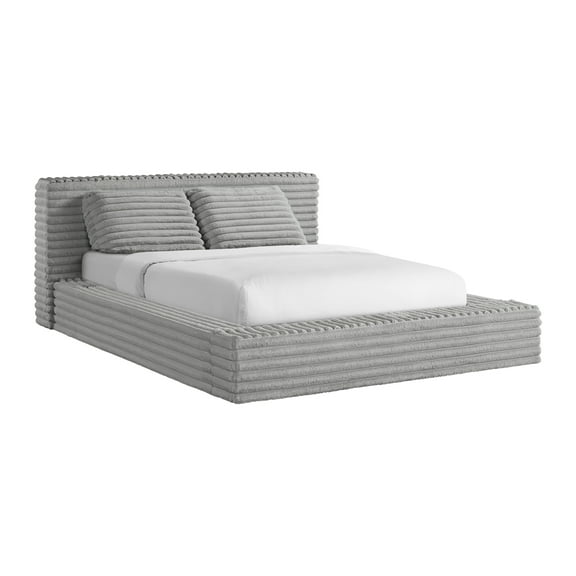 Picket House Furnishings Ashbury Queen UPH Bed with 2 Pillows in Light Grey