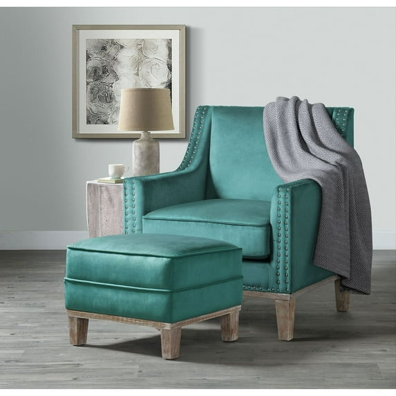 Picket House Furnishings Aster Ottoman in Teal