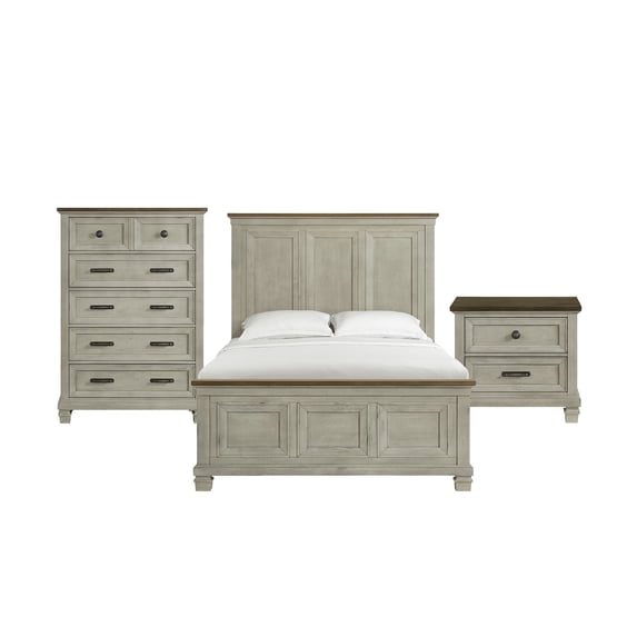 Picket House Furnishings Bloomfield Panel 3PC Bedroom Set - Medium Brown