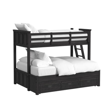 Brooklyn Kids Twin Over Full Bunk with Ladder and Trundle in Charcoal