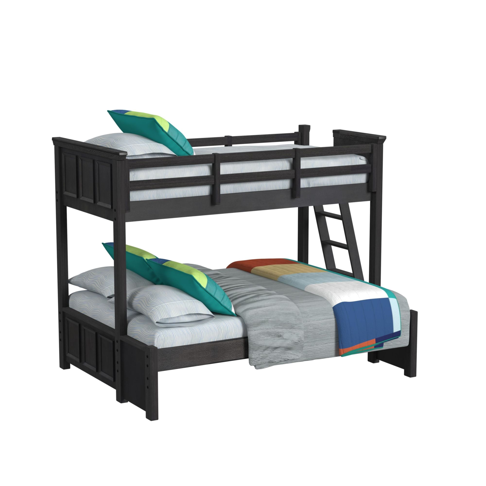 Brooklyn Kids Twin Over Full Bunk with Ladder in Charcoal