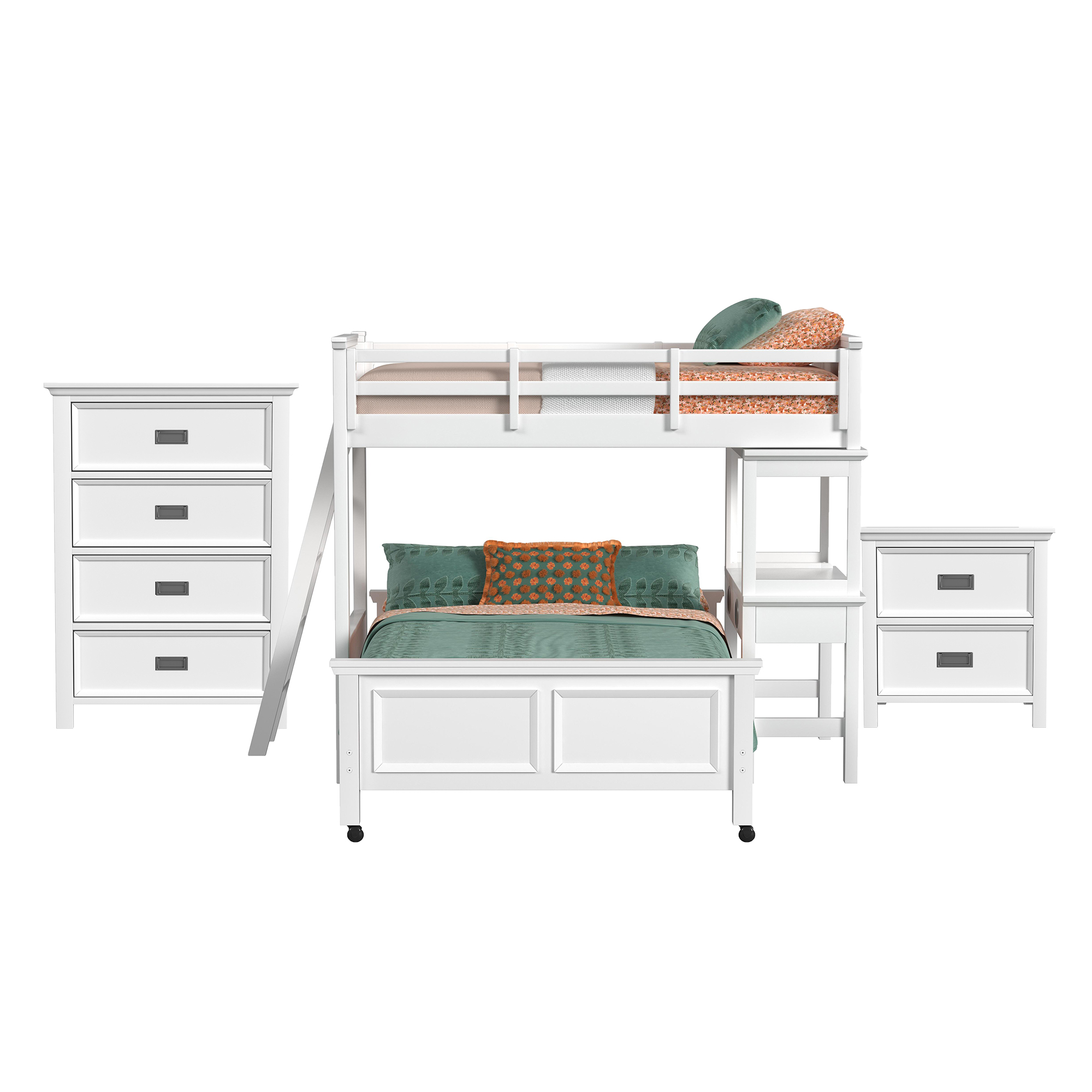 Brooklyn Kids Twin Over Full Loft - Ladder-Desk-Speaker 3PC Bedroom Set in White