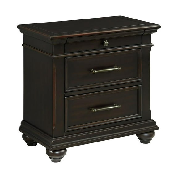 Picket House Furnishings Brooks 3-Drawer Nightstand with USB Ports in Black