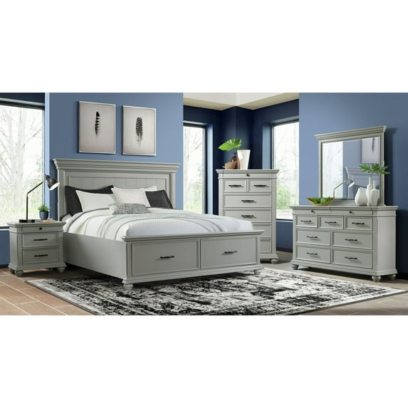 Picket House Furnishings Brooks King Platform Storage Bed in Gray