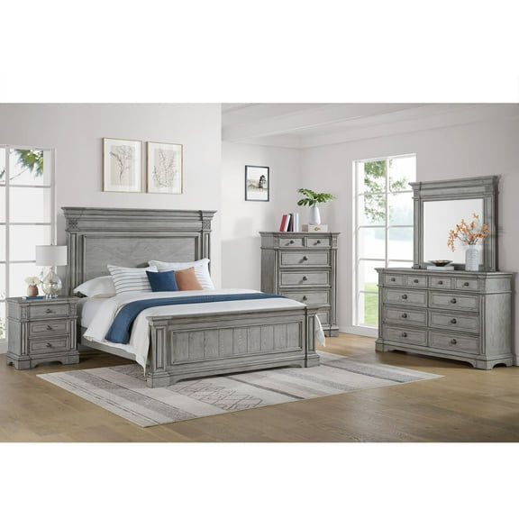 Picket House Furnishings Brookstone King Panel Bed in Aged Gray