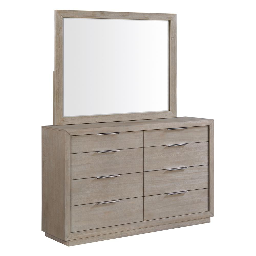 Gray 8-Drawer Dresser with Mirror and Felt Lined Drawer