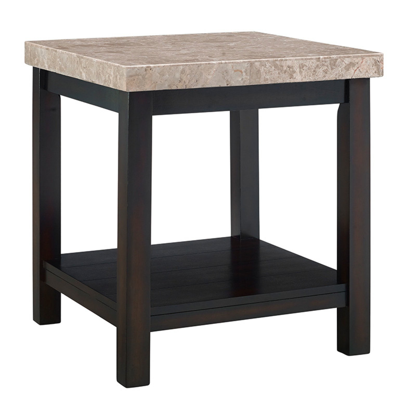 Picket House Furnishings Caleb Square Marble Top End Table in Espresso